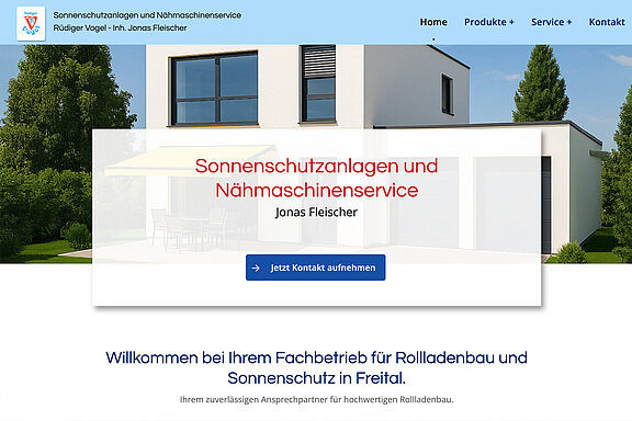 Screenshot der Webseite Sonnenschutz und Nähmaschinenservice Vogel