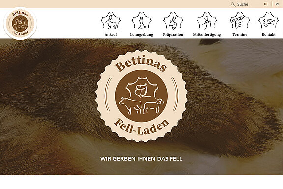 Screenshot der Webseite von Bettinas Fellladen