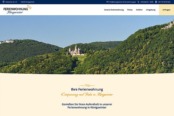 Screenshot der Webseite Ferienwohnung Königswinter