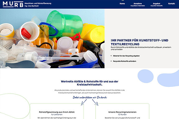 Screenshot der Webseite von MURB Maschinen- und Rohstoffberatung