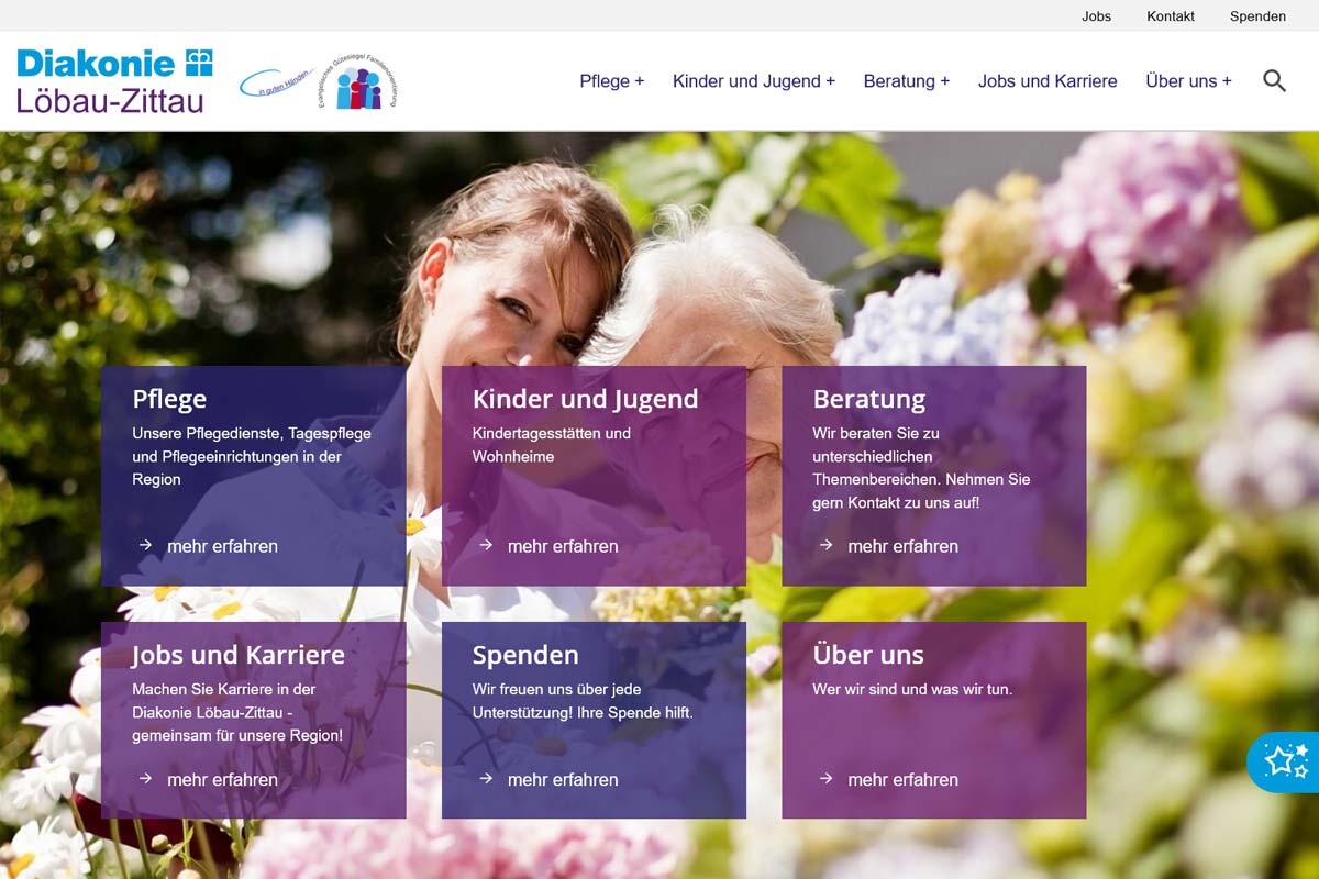 Screenshot der Webseite der Diakonie Löbau-Zittau